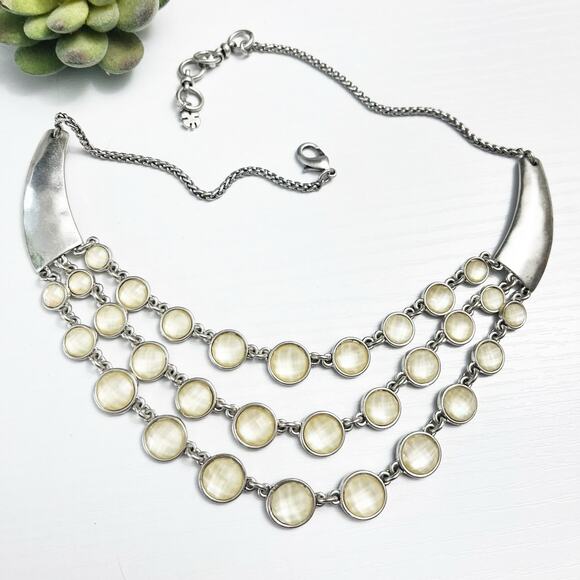 Lucky Brand 3-Strand Citrine Stone Reversible Statement Necklace - Picture 2 of 9